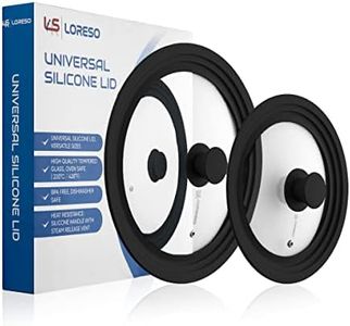 Universal Silicone Glass Lid Set for Pots Pans & Skillet Size 7, 7.5, 8, 8.5, 9, 9.5,10, 10.5,11 & 11.5" Inches, Tempered Glass Lid with Steam Vent & Cool-Touch Handle (Pack of Two - Black)