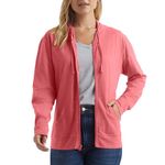 Hanes Women’s Slub Knit Full-Zip Hoodie, Textured Cotton Zip-Up T-Shirt Hoodie for Women, Briny Pink, Medium