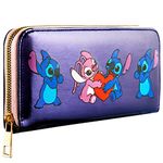 Disney Purses for Women, Stitch Coin Purse with Card Slots, Gifts for Women (Metallic Blue)