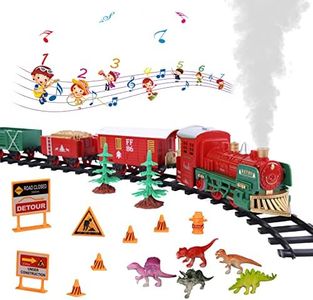 Electric Train Set for Boys and Girls - Christmas Train Set with Real Smoke, Sounds & Lights - Classic Toy Train with Steam Locomotive Engine - Includes 3 Train Cars and 10 Tracks