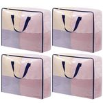 Dntorx 4 Pack Clear Storage Bags with Zip, 75L Moving Bags Clothes Storage Bags Moving Totes Packing Bags for Moving Clothes Bedding Duvet Pillow Blanket Toys Storage Wrapping Paper Storage