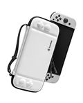 tomtoc Protective Switch Case for Nintendo Switch OLED and Nintendo Switch, Slim Hard Switch Game Case Travel Carrying Bag Compatible with Nintendo Switch Console and Accessories, White