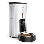 Petory Timed Automatic Cat Feeder - 4L Programable Dry Food Dispenser for Cats and Small Medium Dogs 6 Meals with Desiccant Bag Dual Power Supply 10S Voice Recorder