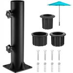 Lalafancy Patio Umbrella Base Stand 4" Square Table Umbrella Holder Outdoor Deck Umbrella Mount Double Hand Turn Knob Fitting φ1 1/4"-1 9/10" Poles for Patio Table, Balcony, Decks, Docks, Backyard