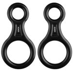 TRIWONDER 35KN Aluminum Climb Figure 8 Descender Rigging Plate Rappel Gear Downhill Equipment Heavy Duty (Black - 2 Pack)