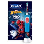 Oral-B Pro Kids Electric Toothbrush, Christmas Gifts For Kids, 1 Toothbrush Head, x4 Spiderman Stickers, 2 Modes with Kid-Friendly Sensitive Mode, For Ages 3+, 2 Pin UK Plug, Blue