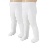CALZITALY 2 PAIRS - BABY GIRL PLAIN MICROFIBRE SEMI OPAQUE TIGHTS | NEWBORN PANTYHOSE | 40 DEN | 6 TO 24 MONTHS | ITALIAN HOSIERY (3 MONTHS, 2 PAIRS WHITE)