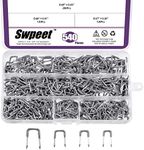 Swpeet 540Pcs 5 Sizes 0.36" 0.41" 0.44“ 0.56" Insulated U Staple Nail Assortment Kit, Different Sizes Metal Cable Staple Perfect for Wood Fixing Wires Cables