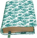 Kapax Flex - Adjustable Hard Books Cover for Paperback, Washable Fabric, Book Protector for Adult (Wave)