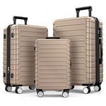 SHOWKOO Luggage Sets Clearance ABS Hardshell 3pcs Luggage Hardside Lightweight Durable Suitcase sets Spinner Wheels Suitcase with TSA Lock (Champage)