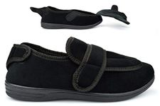 Mens Wide Fit Slippers Mens Wide Open Slippers Mens Touch Fastening Slippers Carpet Slippers Size 13 Size 14 Size 15 Size 16 Mens Extra Large Slippers Sizes 7-14 Black 9 UK