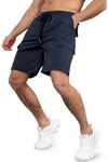 Mens Cargo Shorts Summer Cotton Plain Combat Short Trousers Casual Chino Half Pant 6 Pockets Work Shorts Navy 3XL