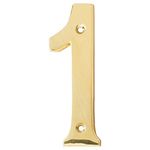 Motif Collection 4-Inch Polished Brass Finish House Door Number "1"