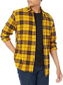 Amazon Essentials Chemise en Flanelle à Manches Longues (Grandes Tailles Disponibles) Homme, Jaune Écossais, S