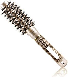 TEEROVA Ceramic & Ionic Round Barrel Hair Brush with Boar Bristle, Best Roller Hairbrush for Blow Drying, Curling&Straightening, Volume&Shine (2.1")