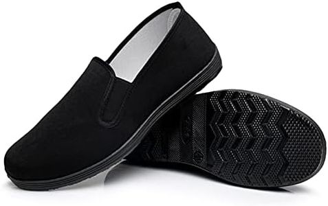 Chinese Kung Fu Slippers Canvas Martial Arts Tai Chi Shoes Rubber Sole Unisex All Black, Black, 11 UK