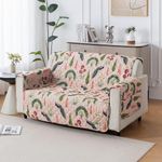 House of Quirk 'Mughal Series' Anti-Slip Sofa Cover Mat with Pocket | Polyester Couch Protector for Pets, Kids & Spills (Royal Peacock, 180x120cm, Two Seater)