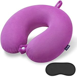 Purple Travel Pillow Comfortable Neck Pillow U Shape Memory Foam Support Neck and Head Portable Travel Neck Pillow Suitable for Airplane, Trains, Self-Driving Cars