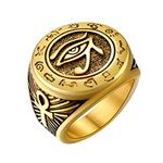 U7 Stainless Steel Knuckle Rings for Men Women Eye of Horus Gold Chunky Ring Gothic Jewellery