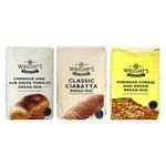 Wright's Baking Bread Mix Selection Pack ( Cheddar & Sun Dried Tomato - Classic Ciabatta - Cheddar Cheese & Onion ) - One of Each 500g Pack