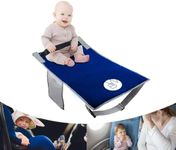 BLEU WHISK Airplane Seat Extender Travel Bed, Airplane Toddler seat, Airplane Leg Rest, Airplane Foot Hammock and Seat Extender,Portable Footrest Hammock with Storage Pocket (Blue)