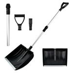 DODUOS 120CM Long Wooden Handled Snow Pusher, 41CM Wide Retractable Snows Shovel Black, Lightweight Portable, Snow Shovel for Car Driveway, Snows Shovels Heavy Duty for Car Camping and Garden