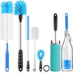 Techshining Bottle Brush Cleaning Set, Long Handle Bottle Cleaner for Washing Narrow Neck Beer Bottles, Wine Decanter, Narrow Cup, Pipes, Hydro Flask Tumbler, Sinks, Cup Cover Pack of 5