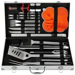 N NOBLE FAMILY 30PCS BBQ Accessories Set - Professional Stainless Steel BBQ Tools Set - Various and Complete BBQ Set - Outdoor Camping Barbecue Tool Kit for Men Women Gift