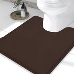 Smiry Memory Foam U-Shaped Toilet Bathroom Rugs 20" x 20", Extra Soft Absorbent Non-Slip Contoured Rugs, Machine Washable Contour Bath Mats for Bathroom Toilet, Brown