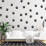 32 Pieces Paw Print Dog Wall Decor Decals Vinyl Paw Prints Sticker Wall Art Decoration for Dog Lover Home Decor and Dog Mom (Black Color) 2.5-Inch by 2.25-Inch Each