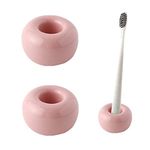 2Pcs Ceramics Toothbrush Holders,Mini Handmade Ceramics Toothbrush Holder,Couple Toothbrush Organizer for Bathroom Ordinary Toothbrush and Electric Toothbrush(Pink 2PCS)