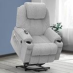 YONISEE Lift chairs recliners for elderly,Recliner Chair with Massage and Heat, Extended Footrest, Heavy Duty Motor Large Recliners for Living Room USB Port, Cup holders, 2 Side Pockets