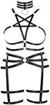 Plus Size Strappy Harness Belts Body Chain Women Full Cage Hollow Out Frame Bra Lingerie Rave club Party Charm Accessories, Black, One Size