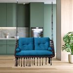 Patiofy Double Seater Swing Chair for Adults for Home/ 2 Seater Swing for Balcony, Living Room/Swing for Adults for Home/Includes Large Green Sofa Cushion (Brown)