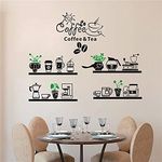 Coffee Shop Decor Sign Vinyl Wall Sticker Bean Milk Tea Cafe Wall Decal Shop Window Logo Mural Decor Bread Coffee Glass Decals TM-37 (Black)