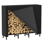 CADUKE 4ft Firewood Rack Outdoor with Cover Firewood Log Rack for Fireplace Firewood Storage Rack Heavy Duty Log Holder Indoor Fire Wood Rack Stand, Black