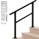 Hand Rails for Outdoor Steps,3 Step Stair Handrail & Indoor Stair Railing Kit，Black Railings for Outdoor Steps and Hand Rails for Seniors for Porch Railing & Deck Hand Rail(1-3 Step)