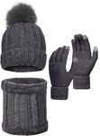 Tomorrow Winter Cap, Neck Warmer Scarf with Touch Gloves Set | Beanie Style | 3 Piece Set - Stay Warm and Stylish this Winter (Style 01, Black)