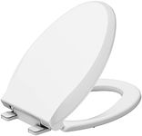 Toilet Seat, Elongated Toilet Seat with Slow Soft Close, Durable Toilet Seat Elongated, Never Loosens, Easy Clean and Install, White Toilet Seat Fit for Elongated Toilets