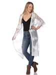 Anna-Kaci Womens Long Embroidered Half Sleeves Lace Kimono Cardigan, Ivory, OneSize