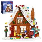Christmas Gingerbread House Building Kit with LED Lights, Christmas Village House Blocks Set, Compatible with Lego, Xmas Decorative Gifts for Girls and Boys, Kids and Adults, Ages 6+