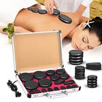 Hot Stones Massage Set 18 Pieces Hot Stones with Heater Kit Hot Stones for Massage Bianstone Massage Stones Rocks for Home Spa Warming Relaxing Pain Relief