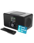 Bluetooth Internet Radio with DAB+ | 100 Watt 2.1 Speakers with In-Built Subwoofer | FM Radio, Spotify Connect, Podcasts | AUX & USB | Dual Alarm, 90+ Presets & Remote Control | MAJORITY Bard (Black)