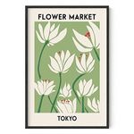 Haus and Hues Flower Market Poster Botanical Decor - Flower Wall Art, Flower Poster & Flower Prints Wall Art, Sage Green Wall Decor, Green Wall Art & Floral Prints Wall Art (24" x 36" Unframed)