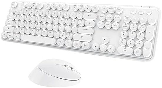 Youker Wireless Keyboard and Mouse Combo, USB Wireless Retro Keyboard with Round Keycaps, 2.4GHz Dropout-Free Connection Keyboard and Mice for PC/Laptop/Mac/Windows XP/7/8/10/11