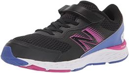 New Balance Kids' 680 V6 Hook and Loop Running Shoe, Black/Magenta Pop/Aura, 5.5 Toddler