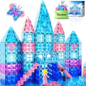 Diamond Magnetic Tiles 102pcs, Magnetic Building Blocks Princess Toys, Pretend Play Toys for 3+ Year Old Girls & Boys, Girls Toys Age 3-5 6-8