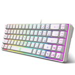 Snpurdiri 60% Percent Gaming Keyboard, Ergonomic Small Mini Gaming Keyboard, Compact RGB Backlit Keyboard for Windows, PC, Laptop, Gaming (68 Keys, White)