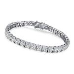 Tennis Bracelet Cubic Zirconia Bracelet for Women CZ Diamond Bracelet for Women Sterling Silver Bracelet Platinum Plated Tennis Bracelet Round Cubic Zirconia Women Bracelet Jewelry 3MM 6.5 Inch