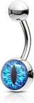 FIFTH CUE 14G Snake Eye Inlaid 316L Surgical Steel Naval Belly Button Ring (Blue)